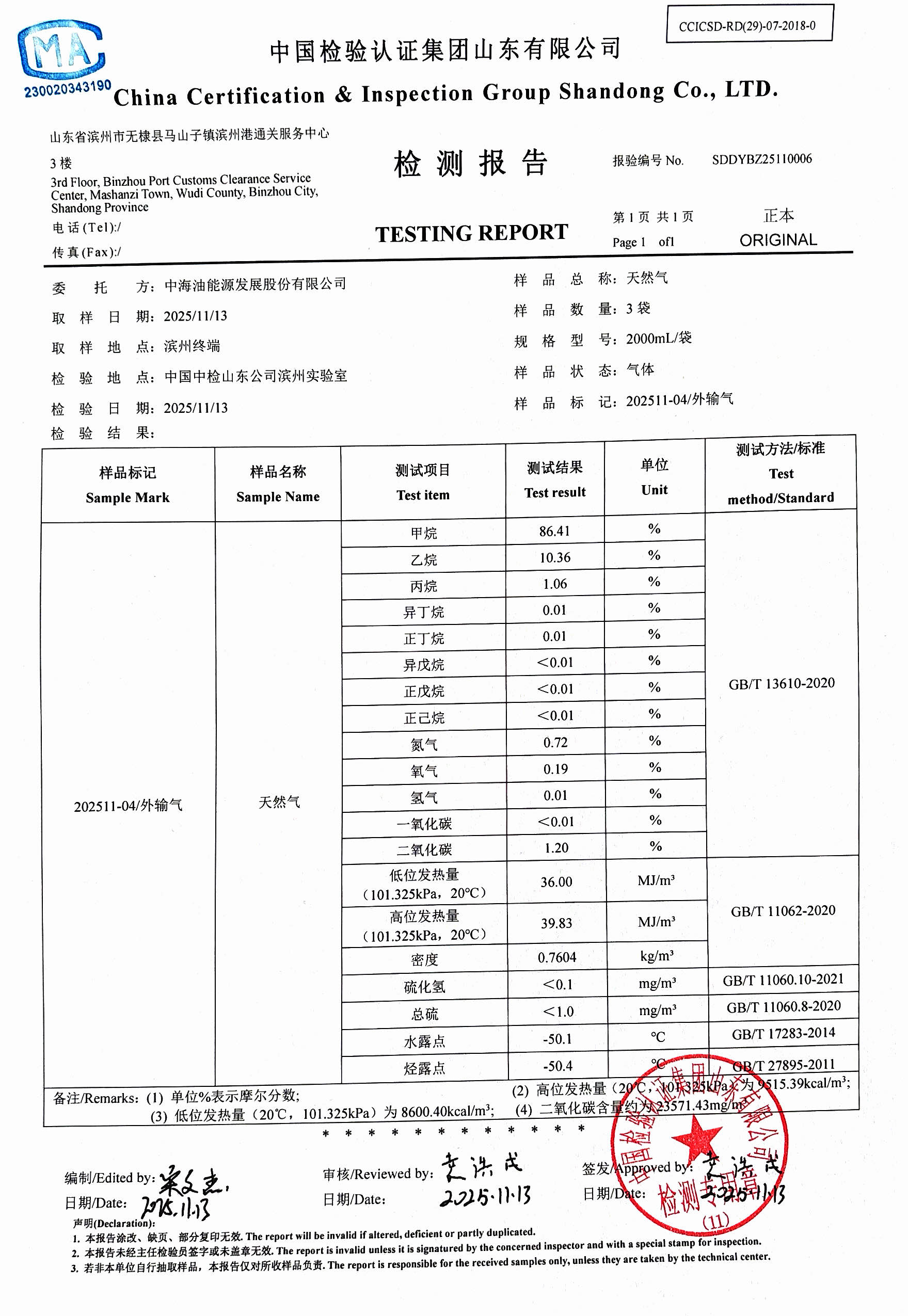 2025年11月13日气质检测报告